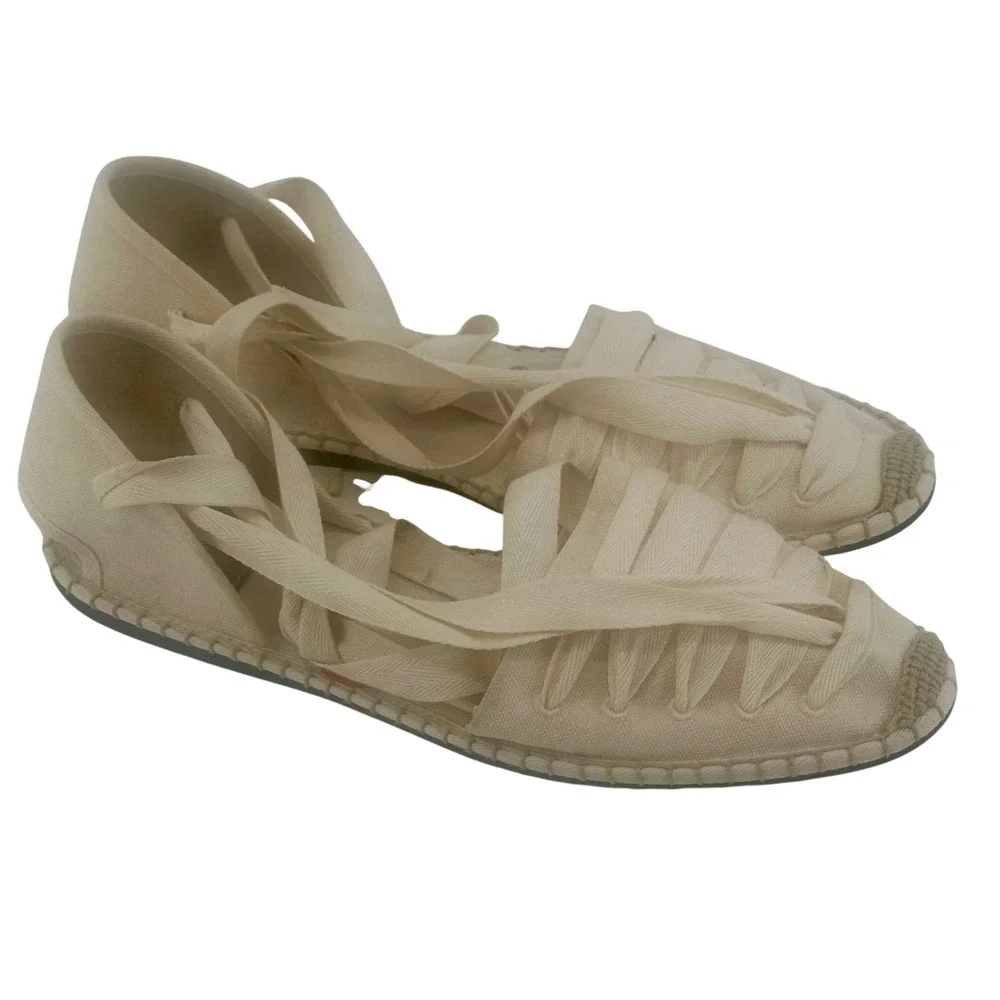 Polo Ralph Lauren Sandals Womens 11B Canvas Lace Up Espadrille Shoes Flats NWOB